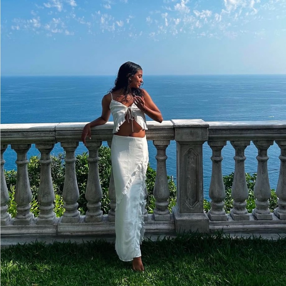 Princess Polly white maxi skirt with ruffles